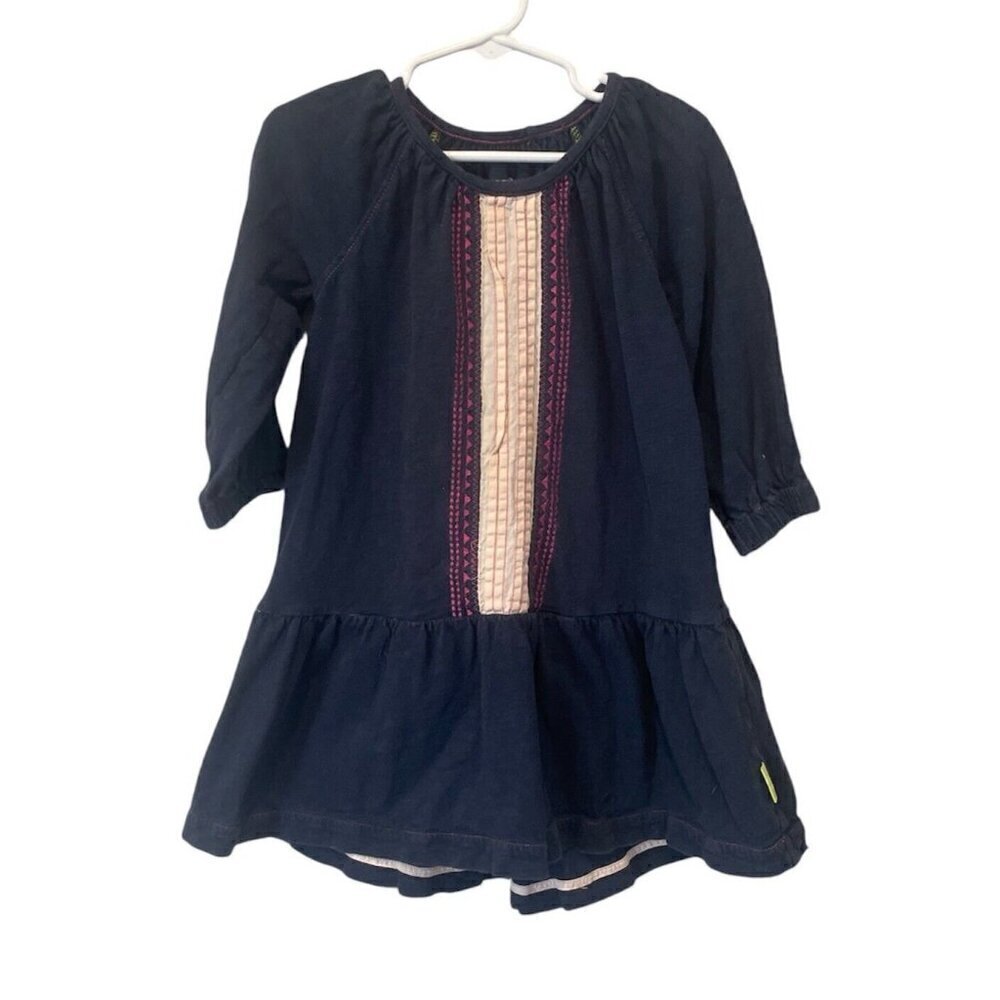 Morgan & Milo Dress Girl’s Size 4 Long Sleeve Blue Pink Boho 100% Cotton